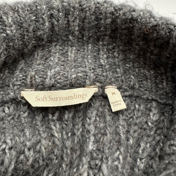 Soft Surroundings Solemio Cardigan Sweater Gray Button Front Ribbed Chunky Long - Picture 8 of 9